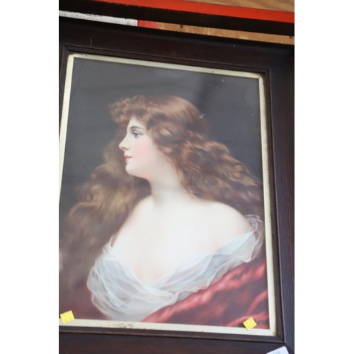 510 - Print of a girl in oak frame