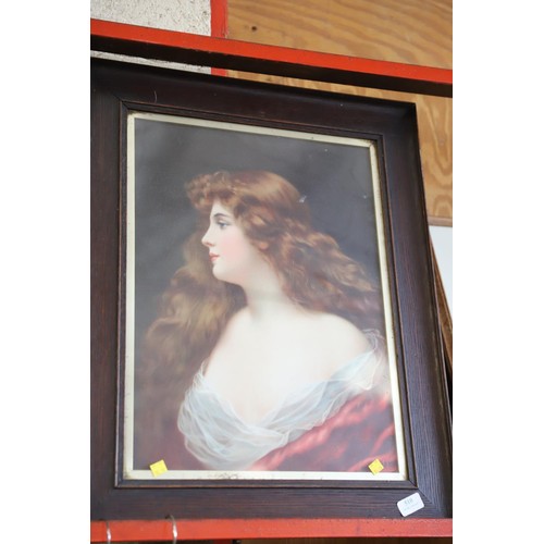 510 - Print of a girl in oak frame