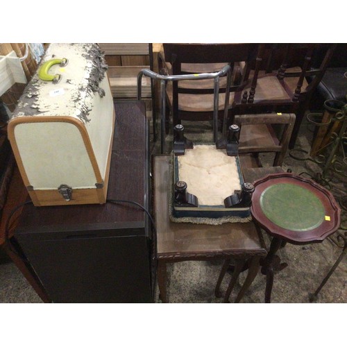 180 - Hostess trolley, nest of tables, whatnot, chair, stool, table & walking frame - warranted until 12 n... 