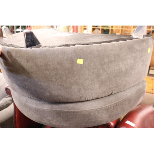 607 - Large circular revolving 'cuddler' chair & matching footstool