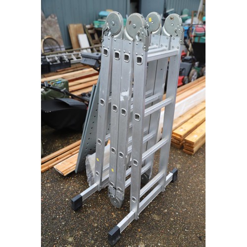 60 - Aluminium multi position folding ladder & 2 platforms