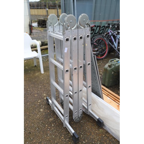 60 - Aluminium multi position folding ladder & 2 platforms