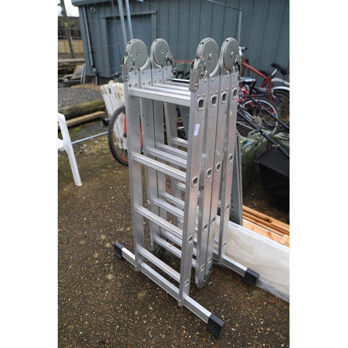 60 - Aluminium multi position folding ladder & 2 platforms