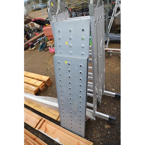 60 - Aluminium multi position folding ladder & 2 platforms