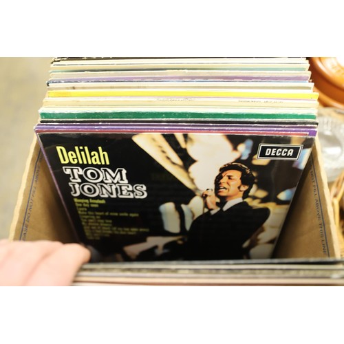 284 - 2 boxes of good condition records, incl The Hollies, Linda Ronstadt, etc