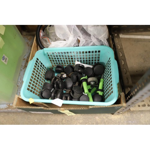 307 - Box of garden sprayers, sythe, etc