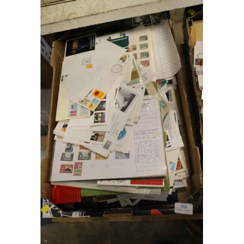 308 - Stamps sorter box first day covers/presentation packs/stamps on page and much more