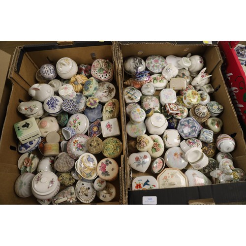 340 - 2 boxes of trinket boxes various styles