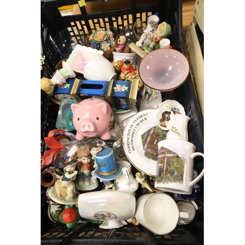 342 - 3 boxes of various ornaments, cups, plates, vases, etc