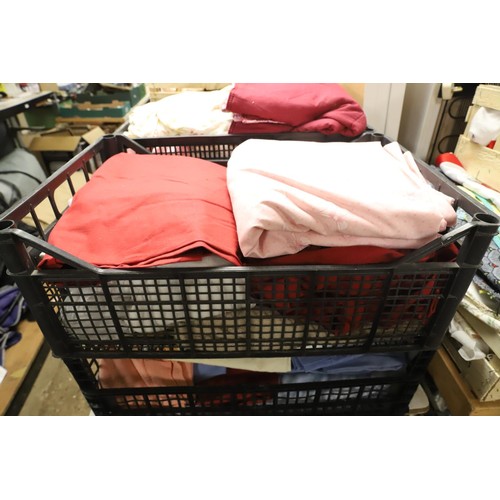 346 - 4 boxes of various bed linen, incl pillow case, fitted sheets & 3 throws