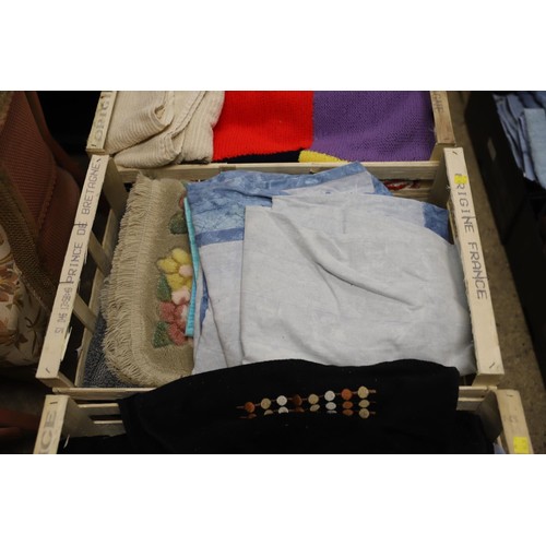 363 - 10 boxes of assorted linen, towels, etc