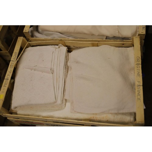 364 - 7 boxes of assorted towels, linen, etc