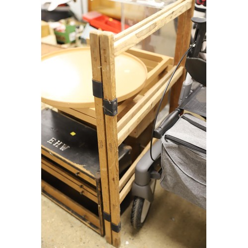 371 - Folding table, wood clothes airer, perspex table