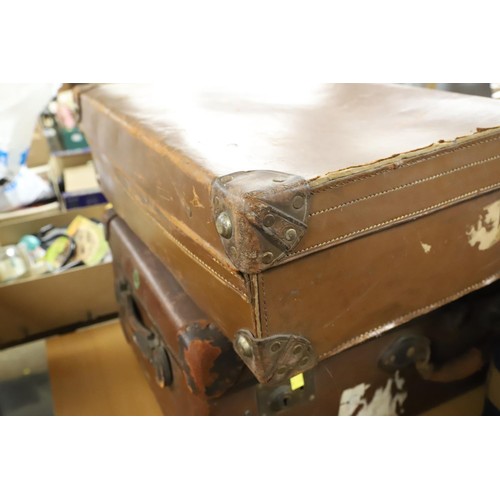 380 - 2 leather suitcases