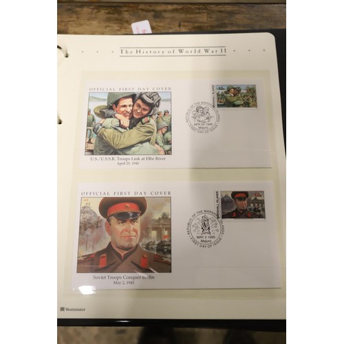 407 - stamps - 2 albums first day covers/ commonwealth and wwii