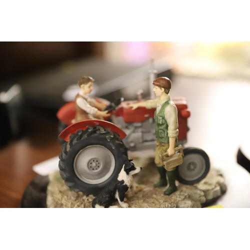 444 - Leonardo collection figurine farmer's with tractor & collie