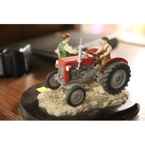 444 - Leonardo collection figurine farmer's with tractor & collie