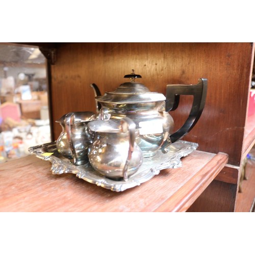 465 - Silver plated tea set on tray