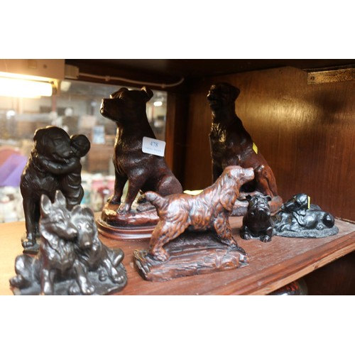 478 - Various dog sculptures/figures, incl Heredities bronzed resin by Pauline Parsons