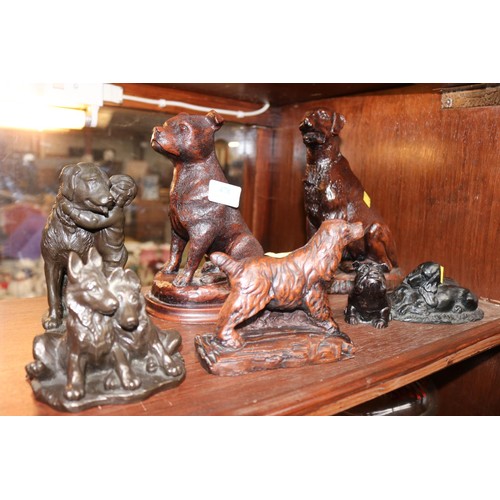 478 - Various dog sculptures/figures, incl Heredities bronzed resin by Pauline Parsons