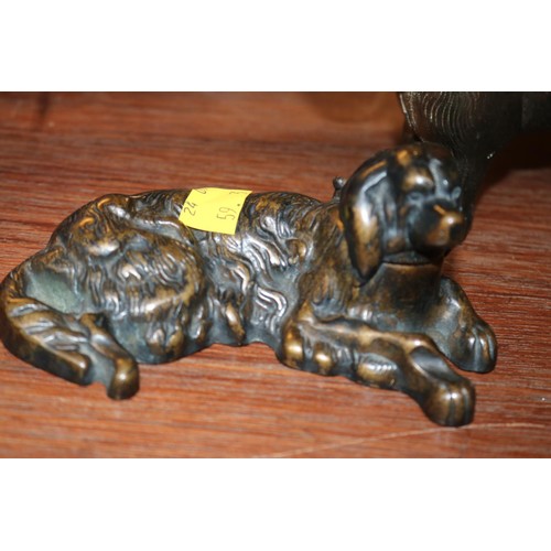 482 - Vintage cast metal novelty dog nut cracker patent no. 273480 & cast spaniel inkwell