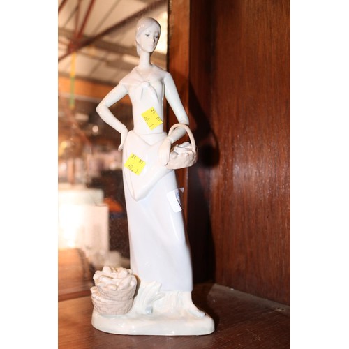 504 - Lladro style lady with fish baskets