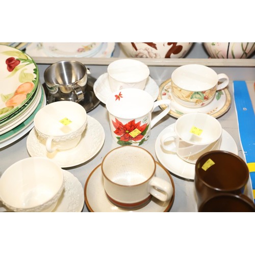 549 - Qty Wedgwood, Maons, Denby china/collectables, incl fortune telling cup & saucer, various plates, bo... 