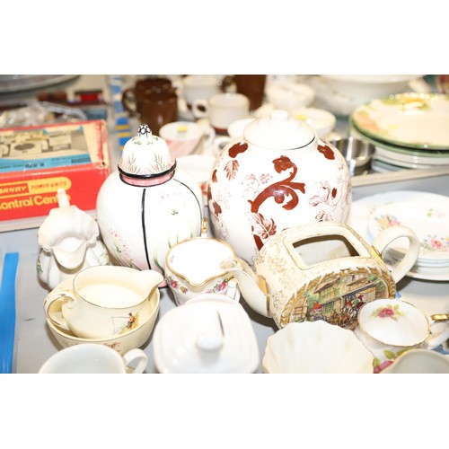 554 - 2 boxes of crockery, incl Chinese pots x2