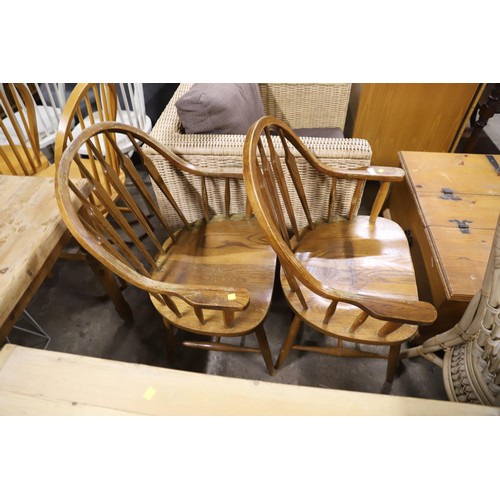 562 - Pair of wooden carver chairs by H W Hull & Sons, USA