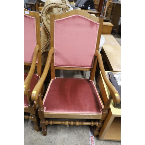 583 - pair of hand crafted oak carver chairs