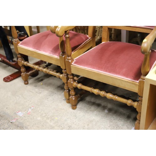 583 - pair of hand crafted oak carver chairs