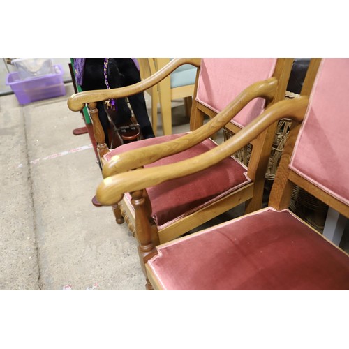 583 - pair of hand crafted oak carver chairs