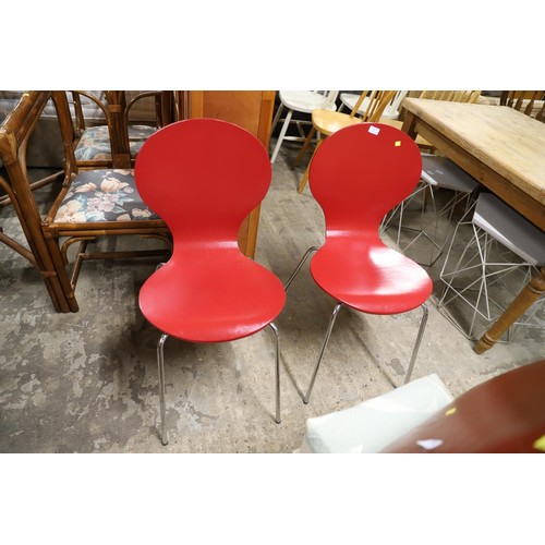 601 - 2 red kneeler style chairs