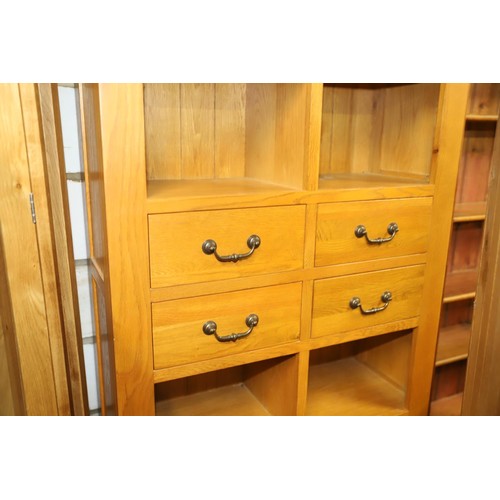 618 - Tall modern oak 4 drawer shelf unit