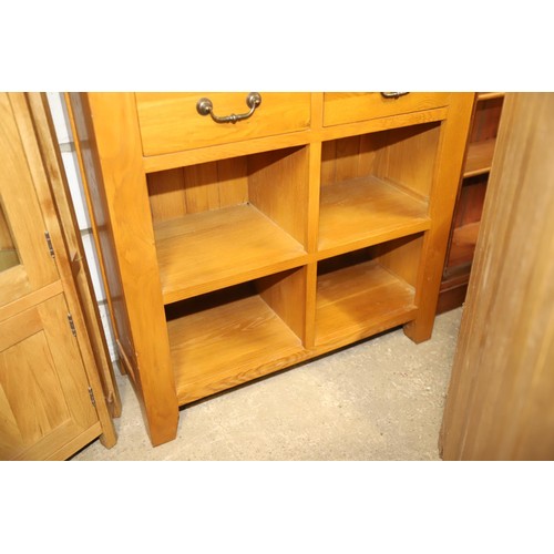 618 - Tall modern oak 4 drawer shelf unit