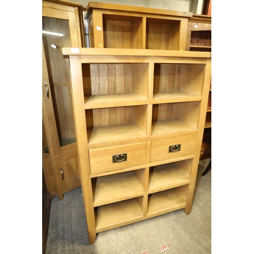 619 - Modern oak 2 drawer shelf unit