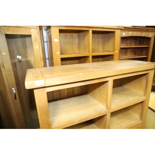 619 - Modern oak 2 drawer shelf unit