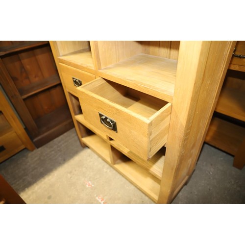 619 - Modern oak 2 drawer shelf unit