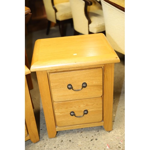 621 - Pair of modern oak 2 drawer bedside cabinets