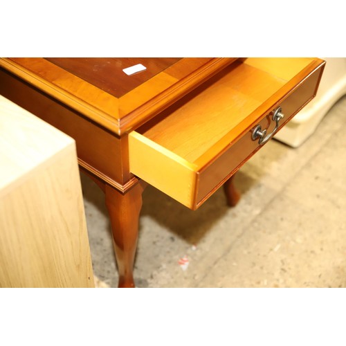 635 - yew wood side table with drawer