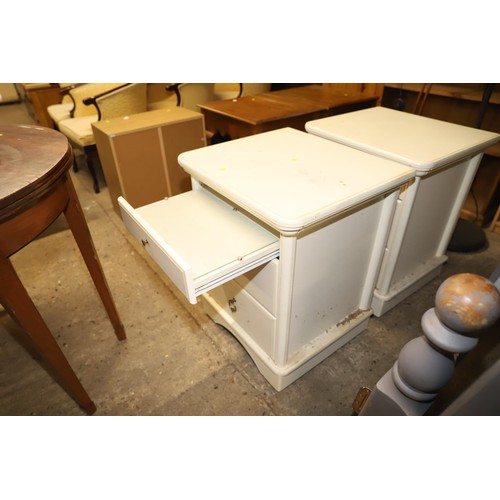 637 - Pair of Alstons chontilly cream bedside cabinets with slides