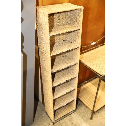 645 - Pair of 2 tiered folding side tables/storage rack