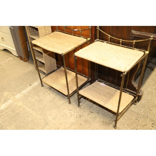 645 - Pair of 2 tiered folding side tables/storage rack