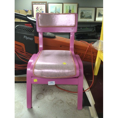 320 - 2 children's chairs - 1 yellow, 1 pink