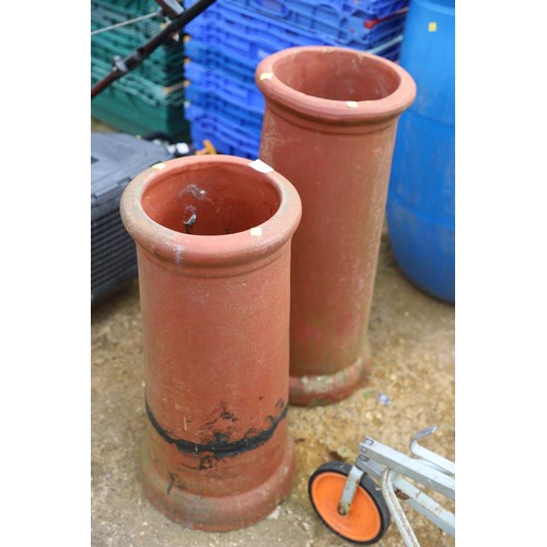 26 - 2 terracotta chimney pots