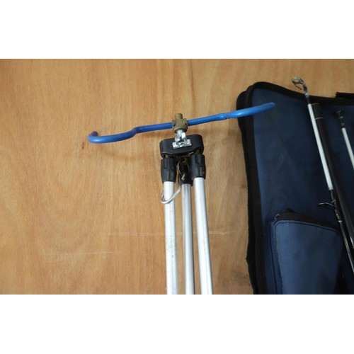 119 - 2 x fishing rods & rest & bag