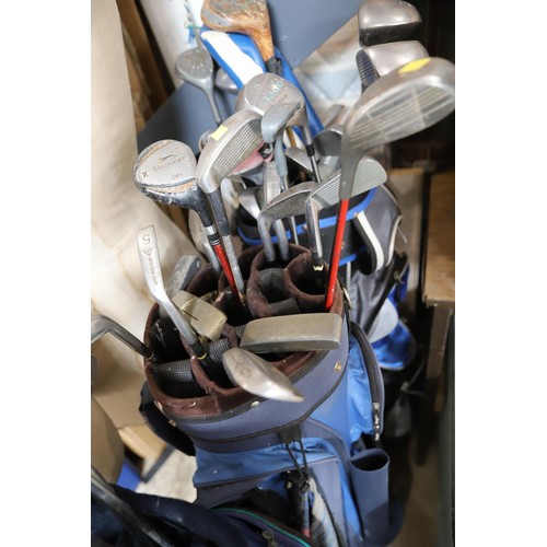 143 - 3 golf bags & various clubs