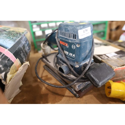 179 - Bosch GSS 28A, orbital sander, 110v - warranted until 12 noon Tuesday following the above sale