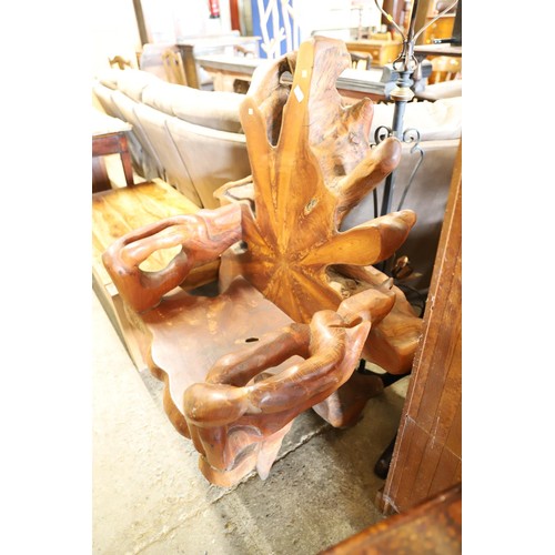 581 - African hardwood root chair