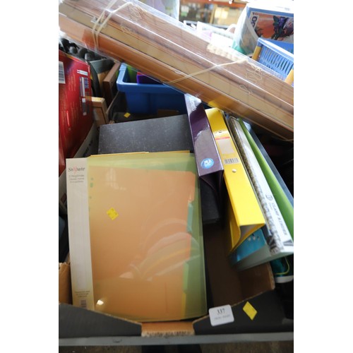 337 - Qty of misc, incl new wood slat blind, folders, puzzles, stationery, books, etc